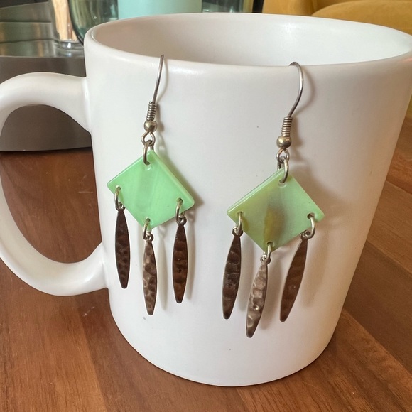 Artisan Green Dangle Earrings - Picture 8 of 8